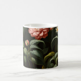 Vintage botanisk blomsterträdgård stilleben kaffemugg