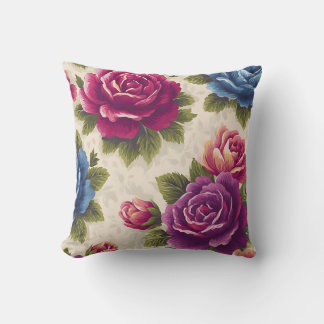 Vintage Botanisk Chic Rustika Rosor Dekorativ Kudde
