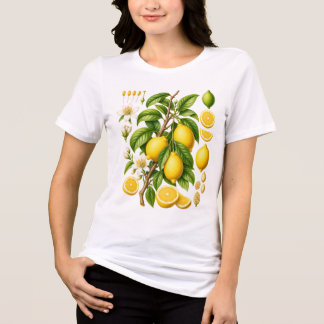 Vintage botanisk citrustechnning t shirt