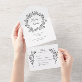 Vintage Botanisk Elegant Svart Lövbröllop