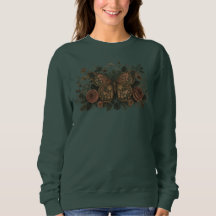 **Vintage Botanisk Fjäril Blommig Kvinnlig T-Shirt