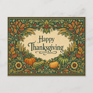 Vintage botanisk Glad Thanksgiving skörderam Helg Vykort
