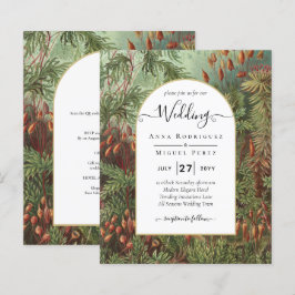 Vintage Botanisk Grönt Terracotta Wedding bjudande