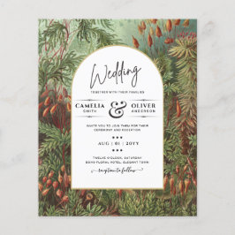 Vintage Botanisk Grönt Terracotta Wedding bjudande Flygblad