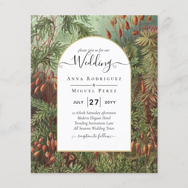 Vintage Botanisk Grönt Terracotta Wedding bjudande Flygblad (Framsidan)