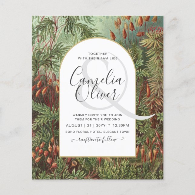 Vintage Botanisk Grönt Terracotta Wedding bjudande Flygblad (Framsidan)