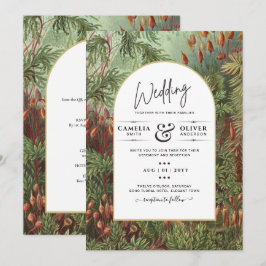 Vintage Botanisk Grönt Terracotta Wedding bjudande Inbjudningar