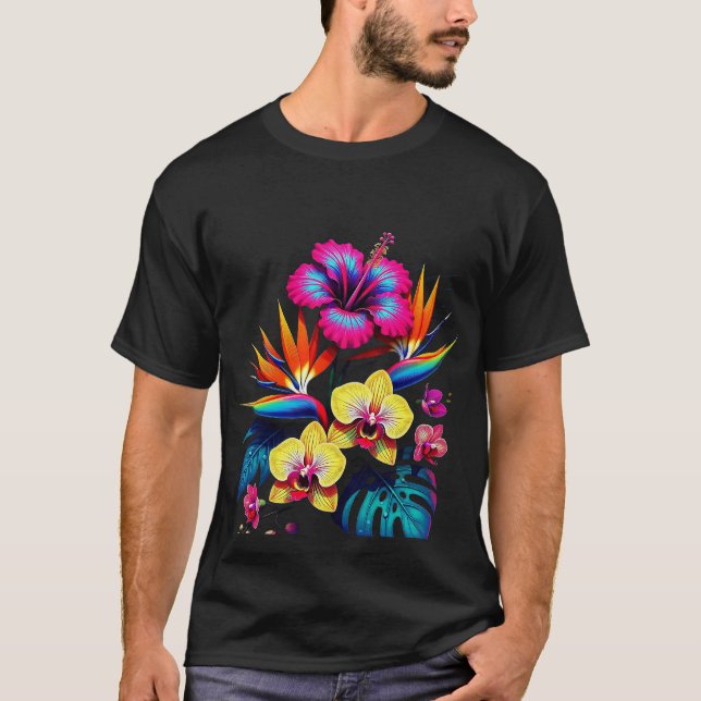 Vintage Botanisk Heltryckt Mönster T-Shirt (Framsida)
