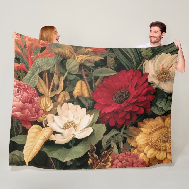 Vintage botanisk illustration fleecefilt (På plats)