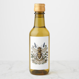 Vintage botanisk illustration för World Bee Day Vinetikett