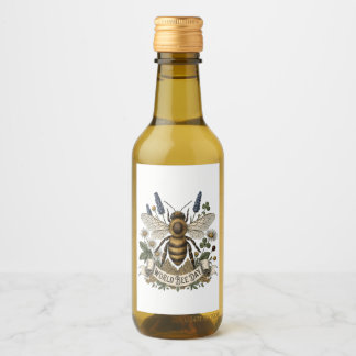 Vintage botanisk illustration för World Bee Day Vinetikett