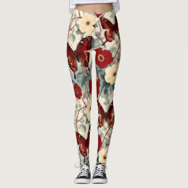 Vintage botanisk illustration leggings