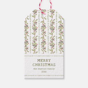 Vintage botanisk jul presentetikett