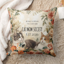 Vintage Botanisk Kattmamma-Sällskap Blommig Konst