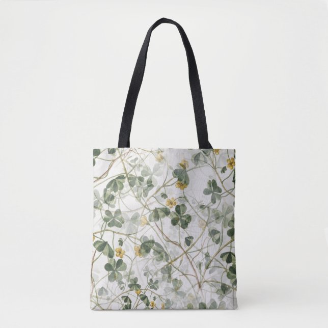 Vintage botanisk klöver äng akvarell  tygkasse (Framsida)