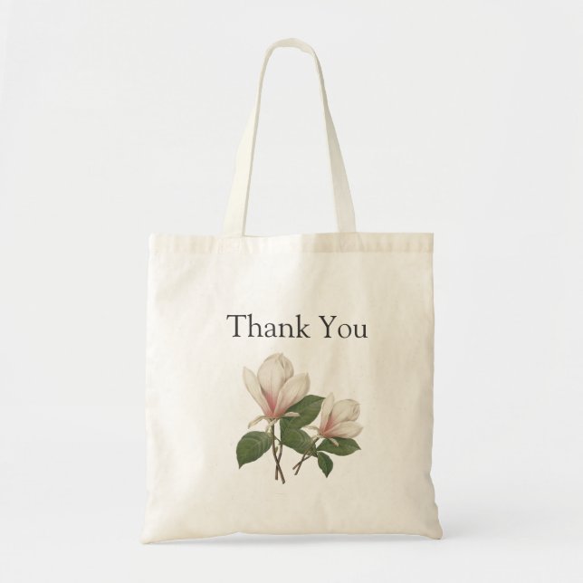 Vintage botanisk konst magnolia blommor tack tygkasse (Framsidan)