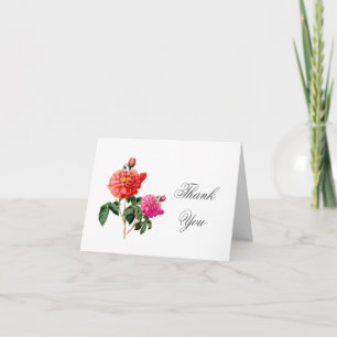 vintage botanisk konst rosa rosor tack kort