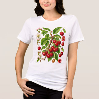 Vintage botanisk körsbärillustration t shirt