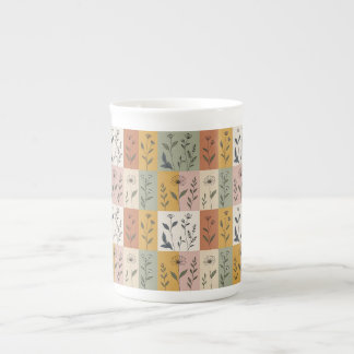 Vintage Botanisk Lappverk Blommig Mugg Benporslin Mugg