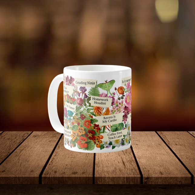 Vintage Botanisk Lärarppresent med Inspirerande Kaffemugg (Skapare uppladdad)