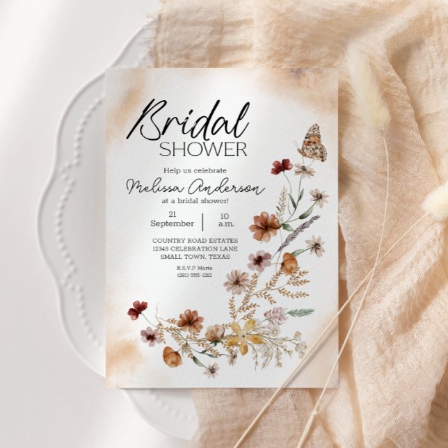 Vintage Botanisk Liten Blommig Bröllopsdusch Inbjudningar (Skapare uppladdad)