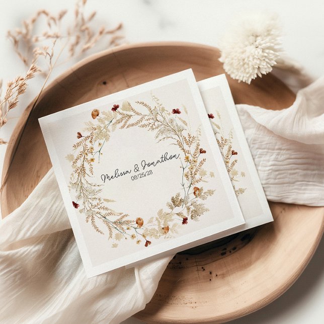 Vintage Botanisk Liten Blommig Romantisk Bröllop Pappersservett (Skapare uppladdad)