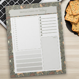 Vintage Botanisk Olivgrön Daglig Planerare Att Gör Anteckningsblock