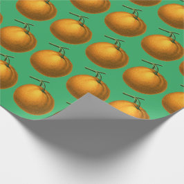 Vintage Botanisk Orange Fruit Mönster på Grönten Presentpapper