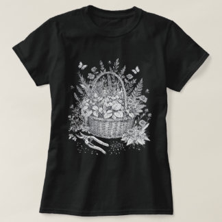 Vintage Botanisk Örtkorg Blommig Skiss T Shirt