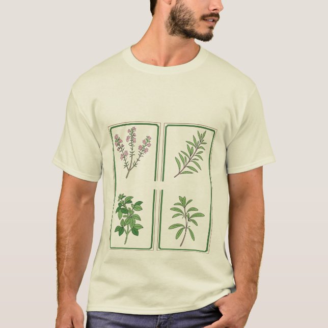Vintage botanisk örträdgårdsteckning T-shirt (Framsida)
