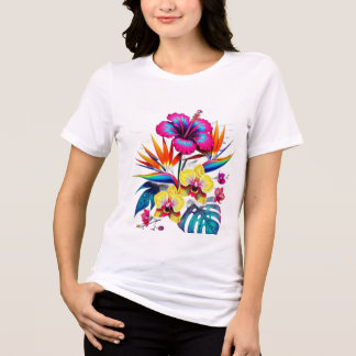 Vintage botanisk övertryckt mönster T-shirt