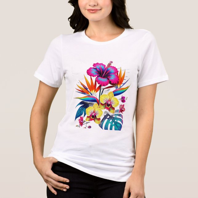 Vintage botanisk övertryckt mönster T-shirt (Framsida)