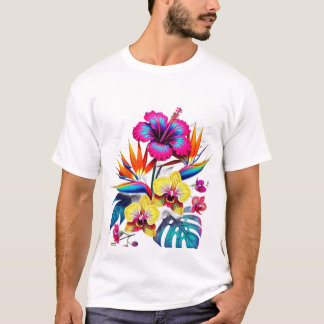 Vintage botanisk övertryckt mönster T-shirt