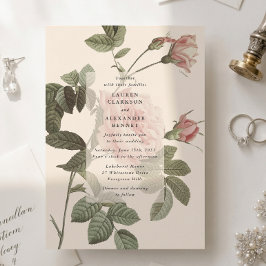 Vintage botanisk ros blommande bröllopsinbjudan inbjudningar