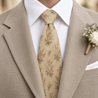 Vintage Botanisk Rosenskön Äng Elegans Slips