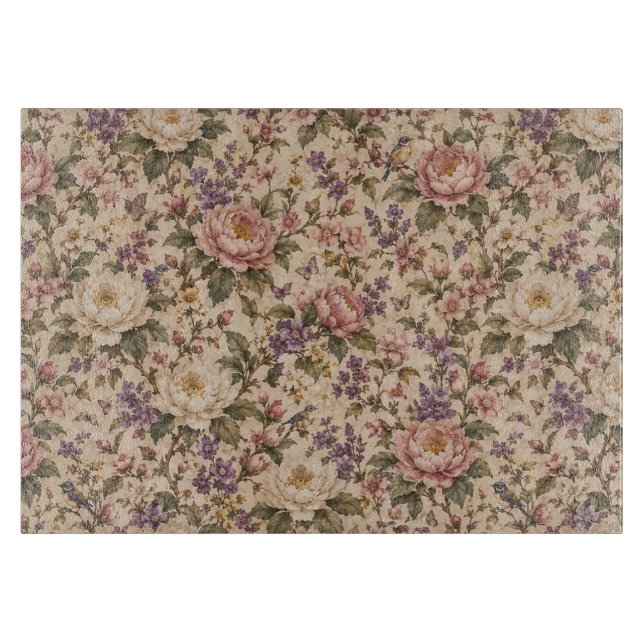 Vintage botanisk rosenträdgård och fjärilsmönster (Framsidan)