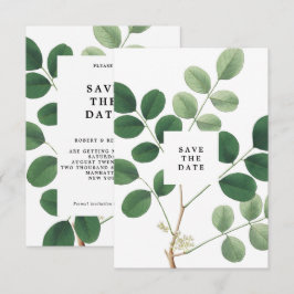 Vintage botanisk save the date-kort inbjudningar