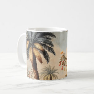 Vintage botanisk scen med palmer kaffemugg