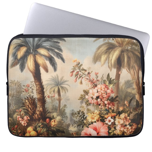 Vintage botanisk scen med palmer laptop fodral (Framsidan)