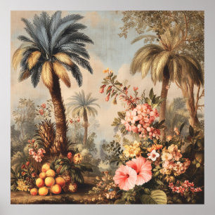 Vintage botanisk scen med palmer poster
