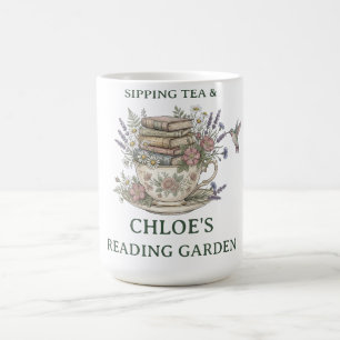 Vintage botanisk skål med eget namn för bokälskare kaffemugg
