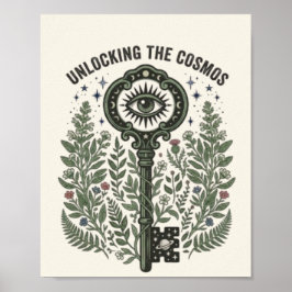 Vintage Botanisk Skelettnyckel Celestial Poster