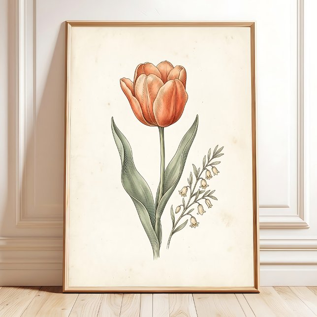 Vintage Botanisk Tulpan Konsttryck Poster (Skapare uppladdad)