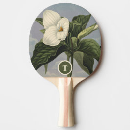 Vintage Botanisk Vit Trillium Monogram Initial Pingisracket