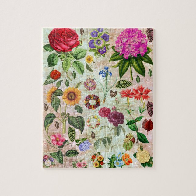 Vintage Botaniska blomillustrationer Naturart Pussel (Vertikal)