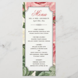 Vintage Botaniska Blommigten Elegant bröllop Menu Meny