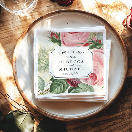 Vintage Botaniska Blommigten Kärlek och Tack Bröll Pappersservett