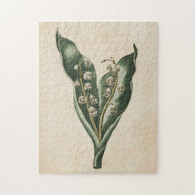 Vintage Botaniska Blommigten Lily i Valley Pussel (Vertikal)