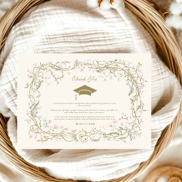 Vintage Botaniska Blommigten Studenten Tack Kort