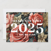 Vintage Botaniska Blommor Gott Nytt År 2027